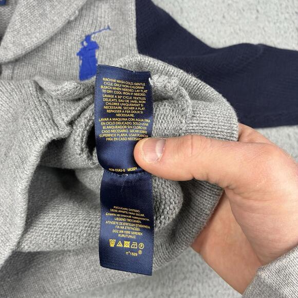 Polo Ralph Lauren Boys 4T Gray Knit Cardigan Sweater Shawl Collar Pockets - Picture 5 of 8